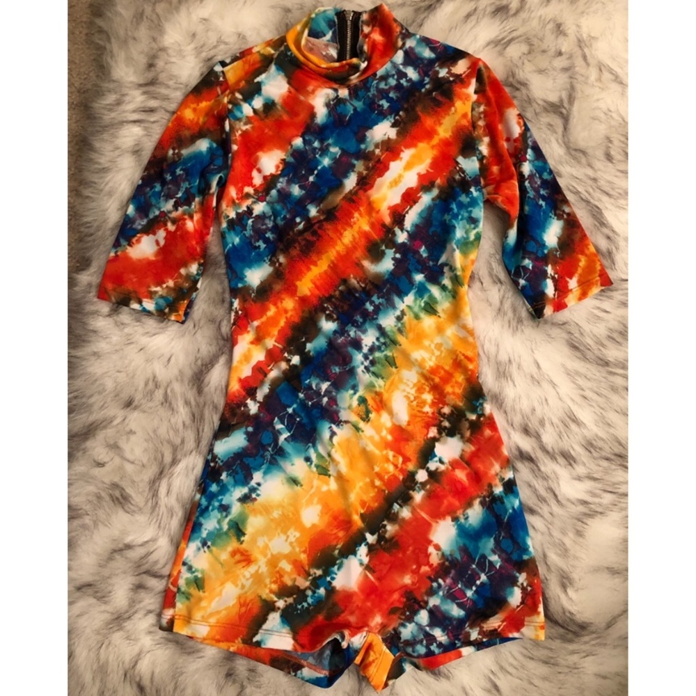 Multi Colored Turtleneck Romper